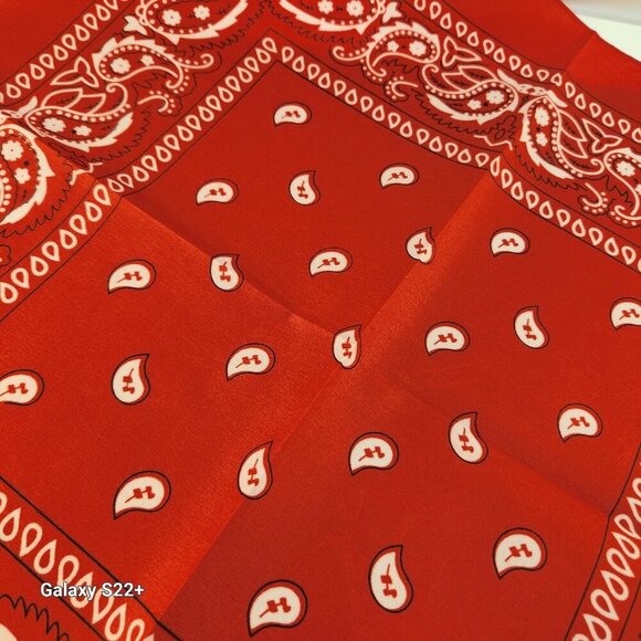 Red White Blue Colorful Bandanas 21x21 Inch Square Western Style Set of 3 - Picture 3 of 13
